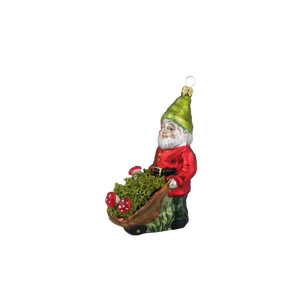 Julekugle Nisse med trillebør