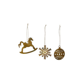 Julepynt i guldfarvet metal