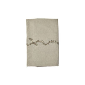 Juledug 140 cm x 240 cm hørfarvet med broderi