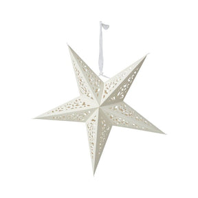 Hvid papirstjerne med hulmønster 40 cm i dia