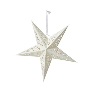 Hvid papirstjerne med hulmønster 40 cm i dia