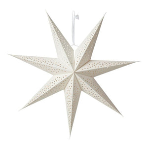 Hvid papirstjerne med hulmønster 60 cm i dia