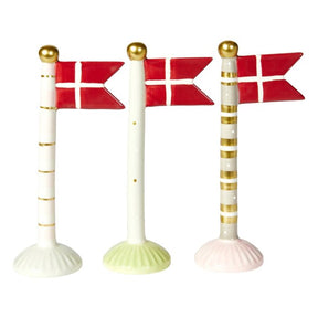 Flag 19 cm højt med hvid eller grå flagstang