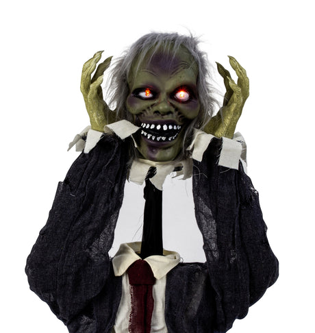 Zombie monster med animation til Halloween dekoration med lysende øjne
