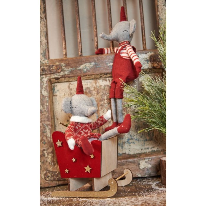 Elefant med nissehue 35 cm høj