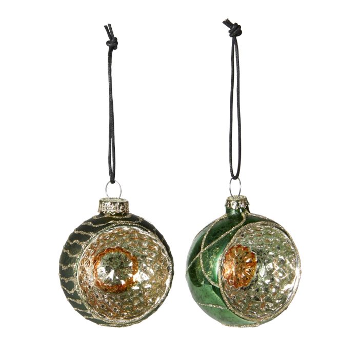 Reflekskugle grøn med glitter