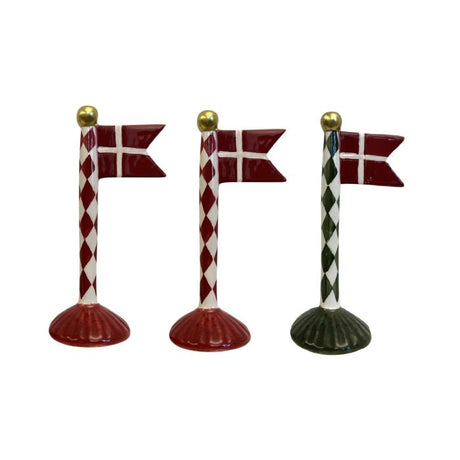 Flagstang med spidsflag 19 cm højt med harlekinmønster