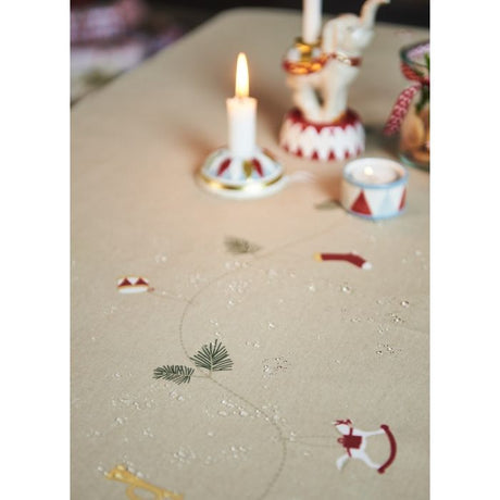 Juledug coated 140 cm x 360 cm hørfarvet