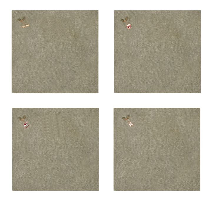 Stofservietter jul 4-pak grågrønne