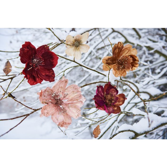 Blomsterhoved med klips magnolia beige