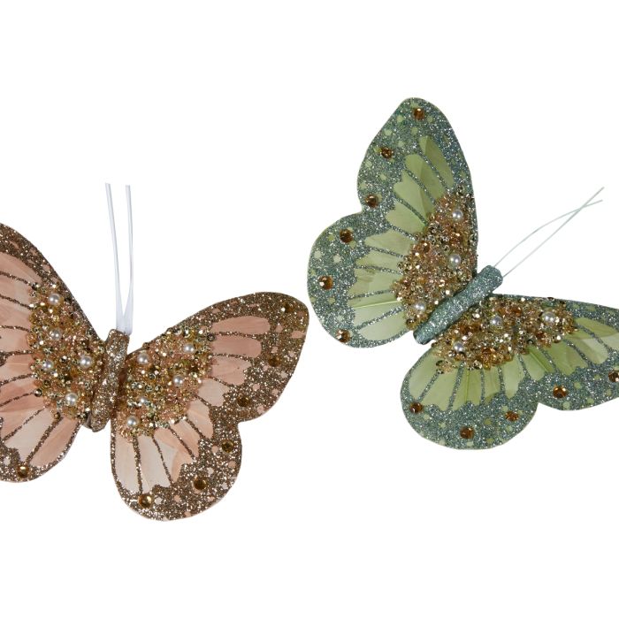 Sommerfugl med klips rosa eller grøn