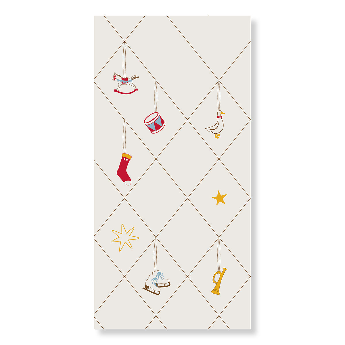 Servietter med rudemønster og julemotiver i papir fra Speedtsberg
