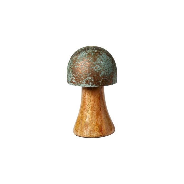 Svamp i træ og metal 13 cm høj