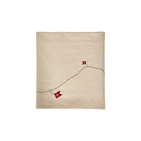 Fødselsdagsdug med flagguirlande 140 cm x 360 cm natur bund fra Speedtsberg