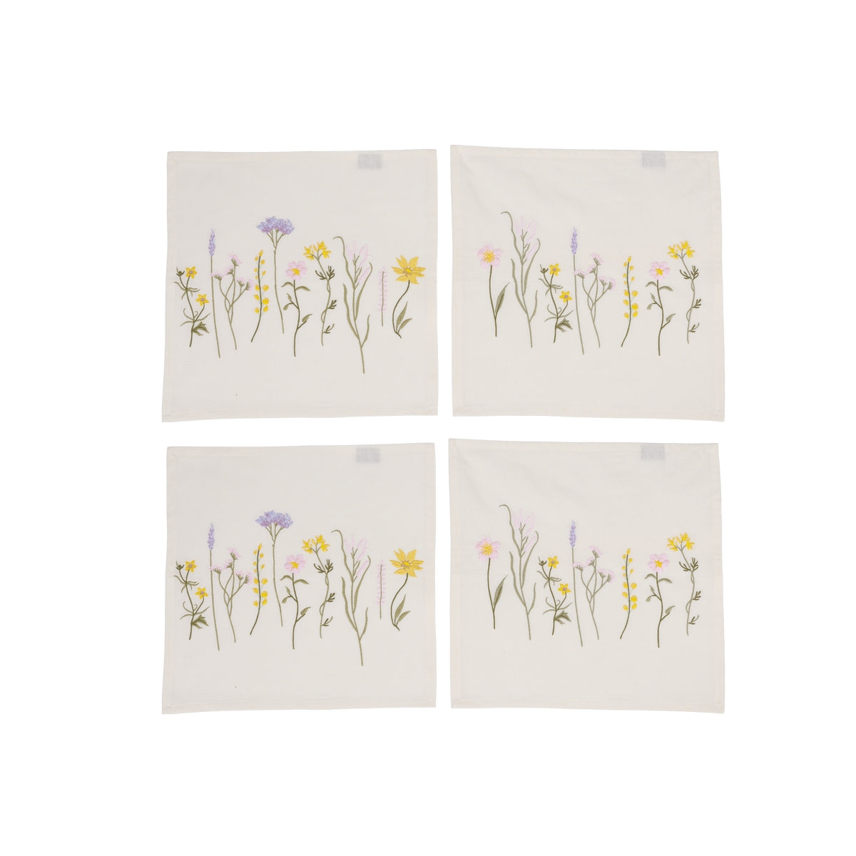 4 stofservietter med blomsterbroderi fra Speedtsberg