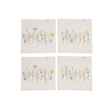 4 stofservietter med blomsterbroderi fra Speedtsberg
