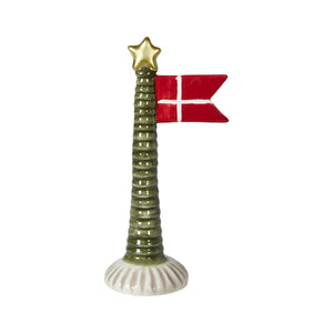 Juletræ med stjerne og flag i keramik 15 cm højt fra Speedtsberg
