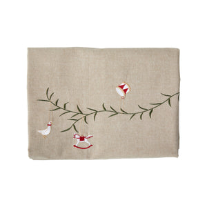 Juledug med broderi 140 cm x 240 cm fra Speedtsberg i øko bomuld