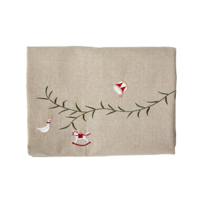 Juledug med broderi 140 cm x 360 cm fra Speedtsberg i øko bomuld
