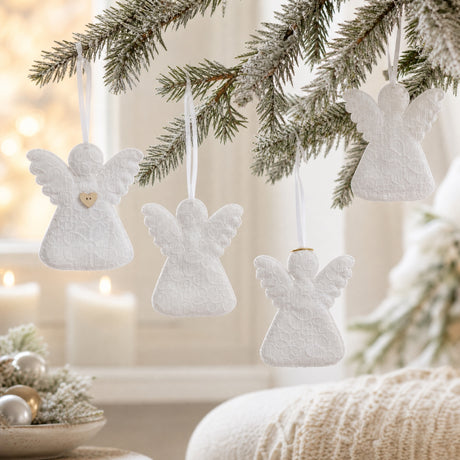 Engel med broderi anglaise til ophæng
