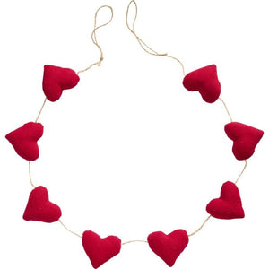Guirlande med røde hjerter