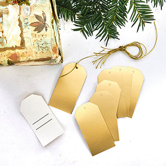 Gavemærker med metallic guld forside og hvid bagside med streger fra Pobra
