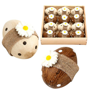 Påskeæg med bånd & blomst 5 cm højt