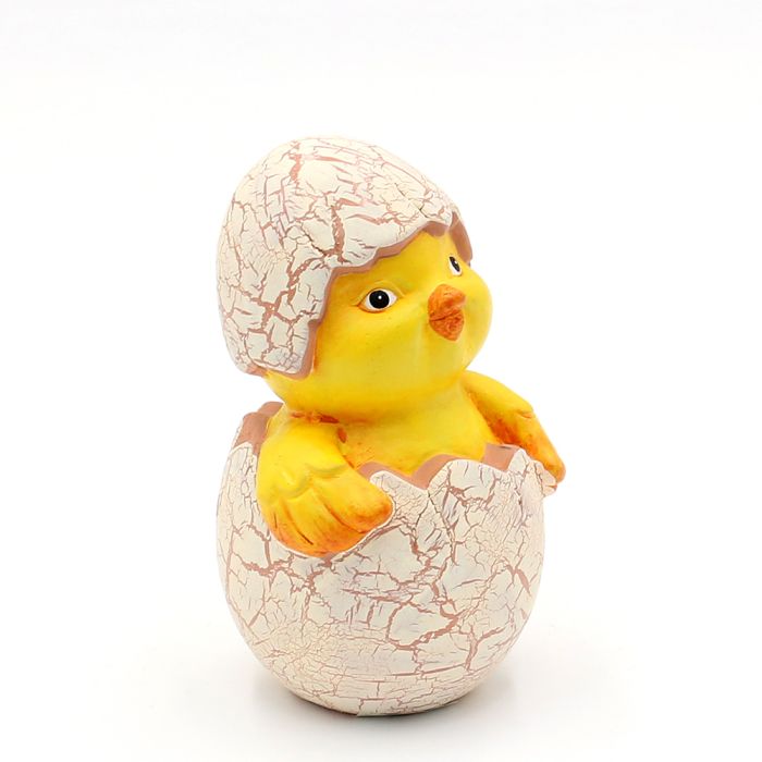 Kylling med æggeskal på hovedet 11 cm høj