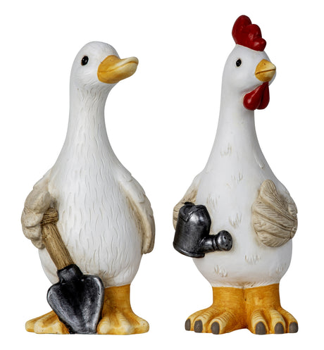 Gås og høne figurer i keramik til påske