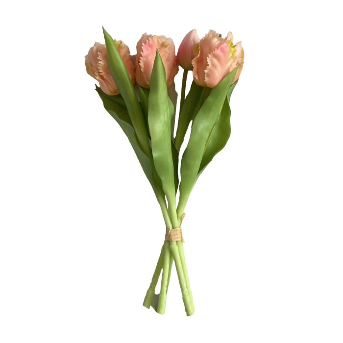 Buket med tulipaner flossede lyserøde 31 cm høje