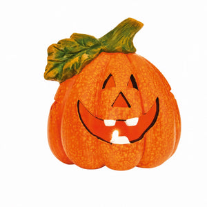 Græskar med LED lys 14 cm