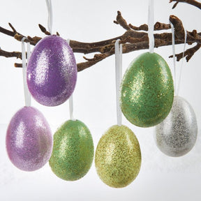 Påskeæg med glimmer 6 cm 6-pak