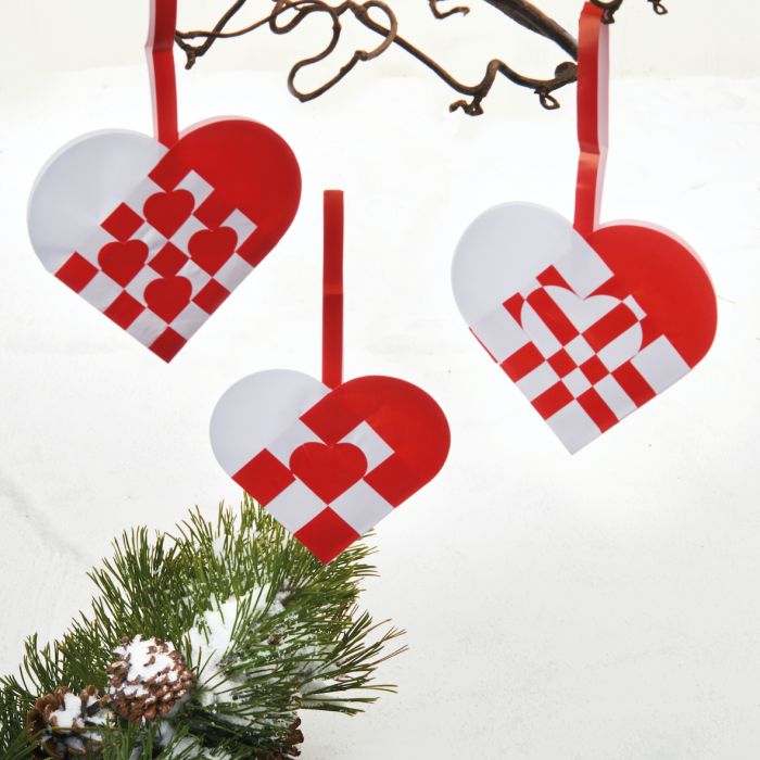 Flethjerter rødt/hvidt mønster 6-pak