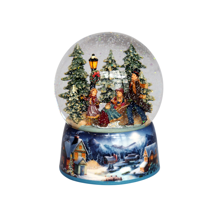 Sled ride snow globe
