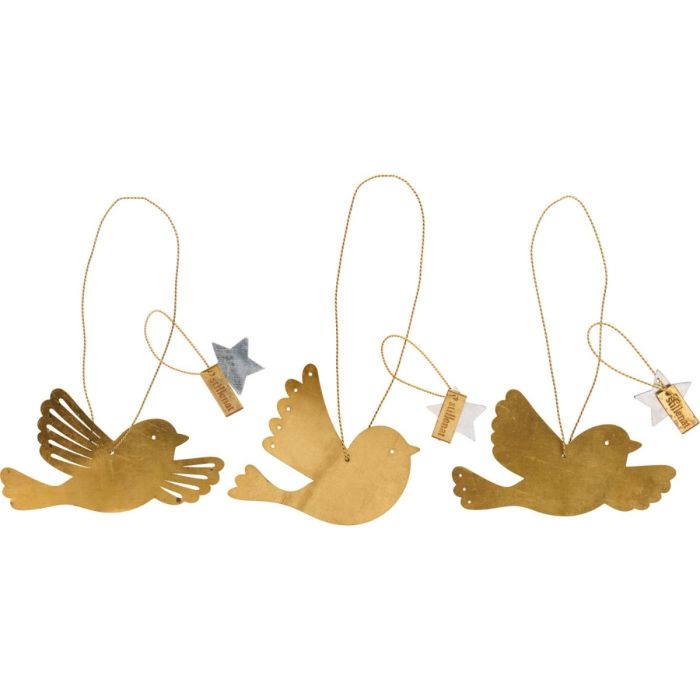 Sæt med 3 Gloria fugle i messing