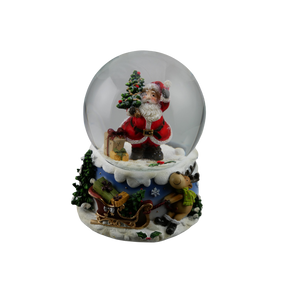 Snekugle rensdyr trækker kane med julemand