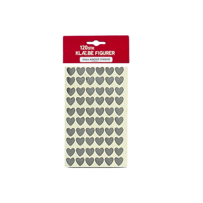 Klæbehjerter sølvfarvede