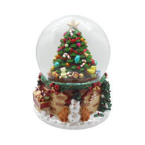 Snekugle med juletræ 15 cm