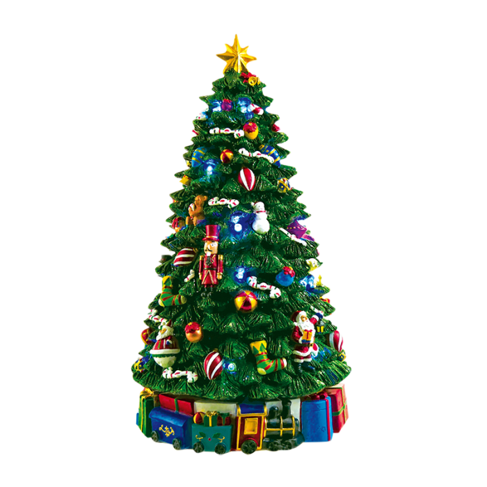 Spilledåse Juletræ med pynt 34 cm højt