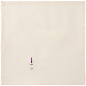Stofserviet fra Ib Laursens Flora serie med broderet lavendel på