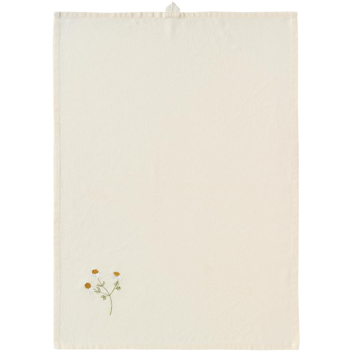 Viskestykke fra Ib Laursens Flora serie med broderet marguerit