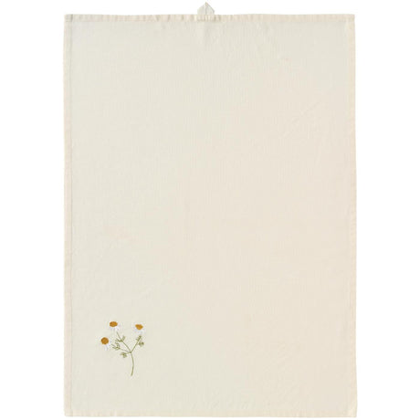 Viskestykke fra Ib Laursens Flora serie med broderet marguerit