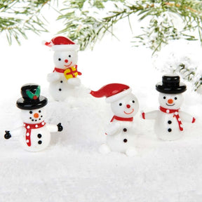 Glasfigurer snemænd 4 stk. i æske