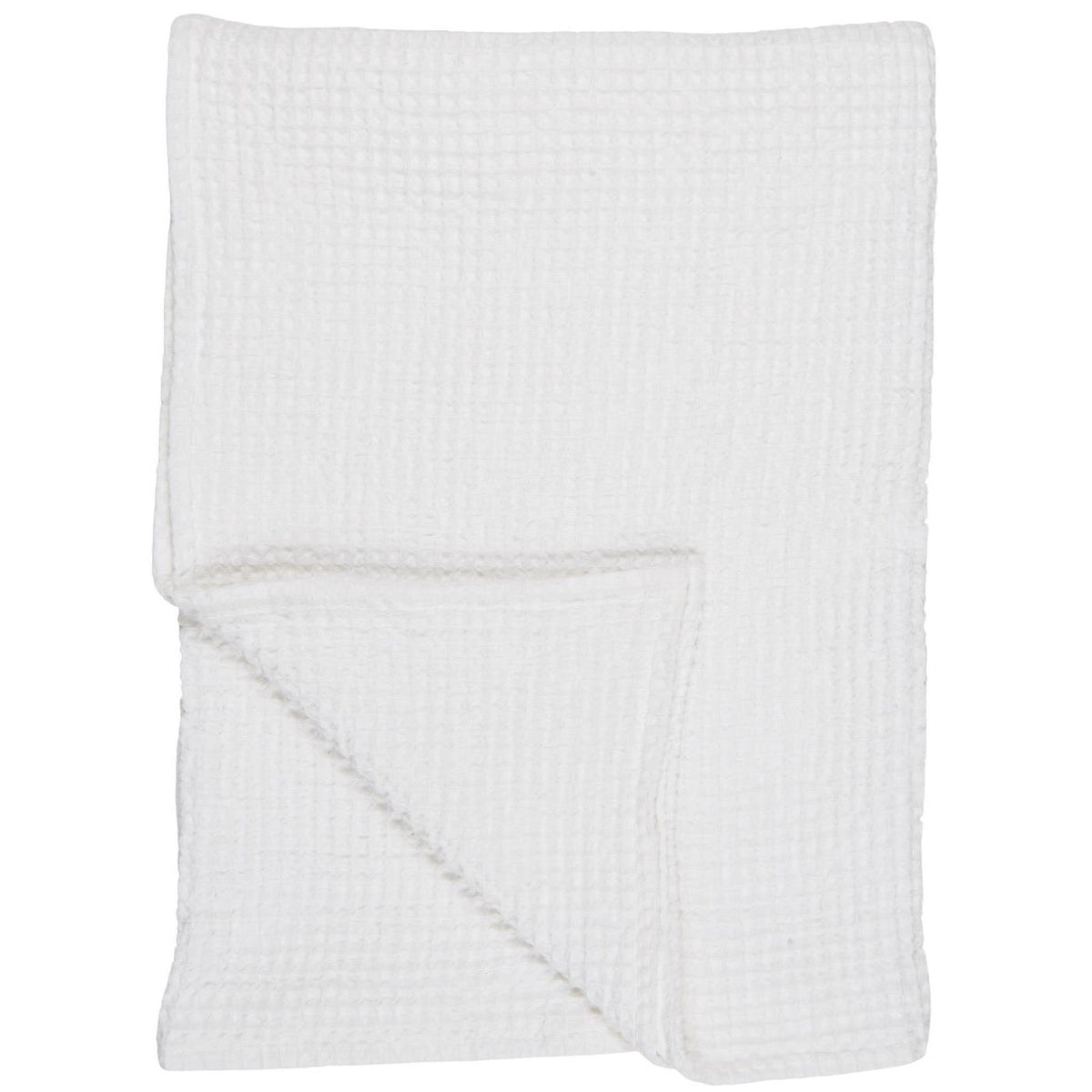 Hvidt Liseleje badehåndklæde fra Ib Laursen med vaffelmønster i 100 % bomuld, 100 x 150 cm