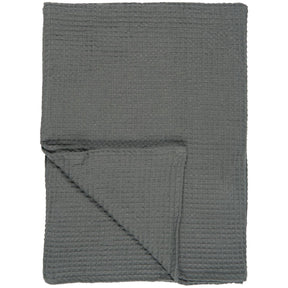 Antracitgråt Liseleje badehåndklæde fra Ib Laursen med vaffelmønster i 100 % bomuld, 100 x 150 cm