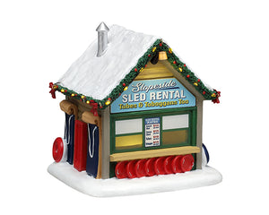 Slopeside Sled Rental bod til julelandskab fra Lemax