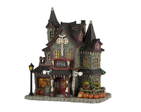Frightful Fangs Dentistry hus i porcelæn med lys til Halloween dekoration