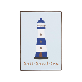 Ib Laursen metalskilt med fyrtårn og Salt Sand Sea