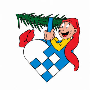 Brammingnisse i træ 40 cm med julepynt