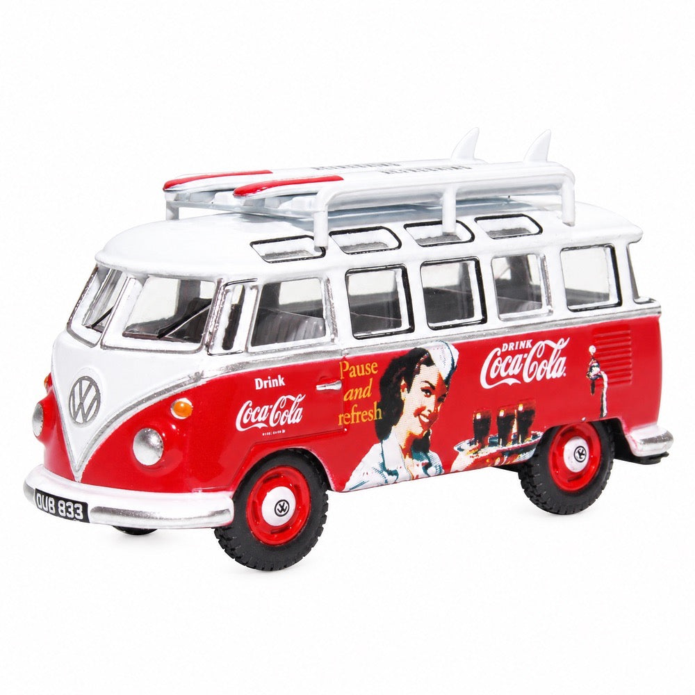 Coca Cola VW T1 Folkevognsrugbrød med surfboards